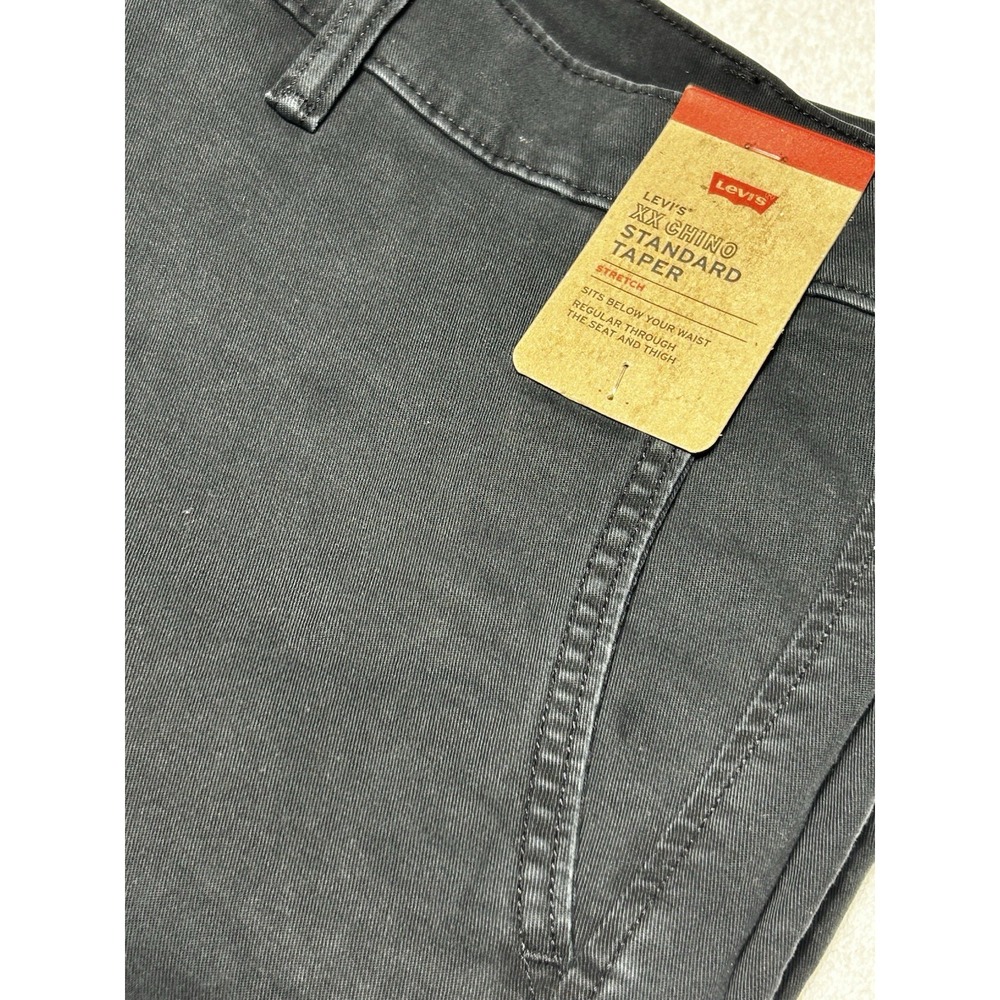 Levis XX Chino Pants Men‎ 38x32 Black Standard Taper Stretch In Metal  Black NWT